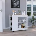 Depot E-Shop Petal Kitchen Cart, White & Dark Brown DE-MBB7165